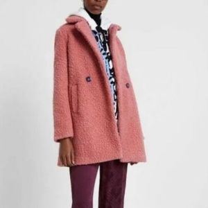 NWT Desigual pink double breasted boucle coat US size 2